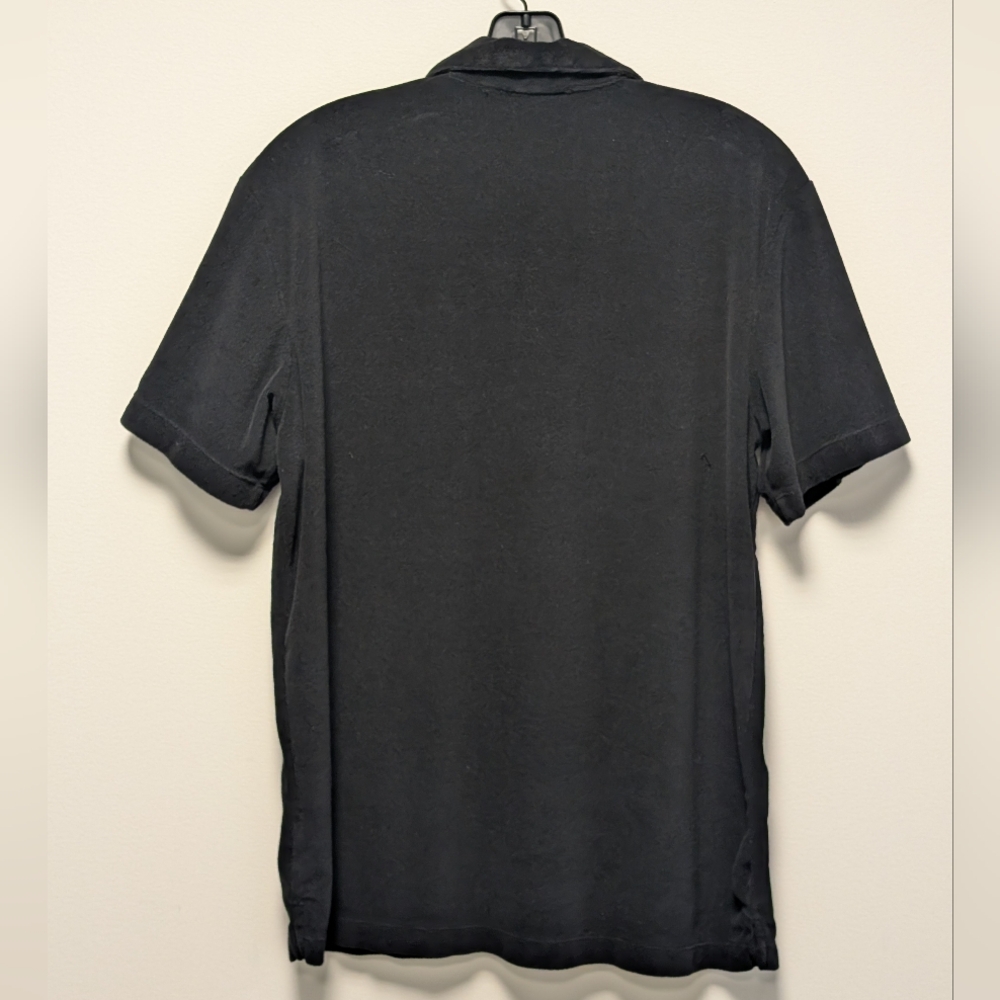 H&M Regular Fit Terry Polo Shirt Black Men's M - Picture 4 of 11